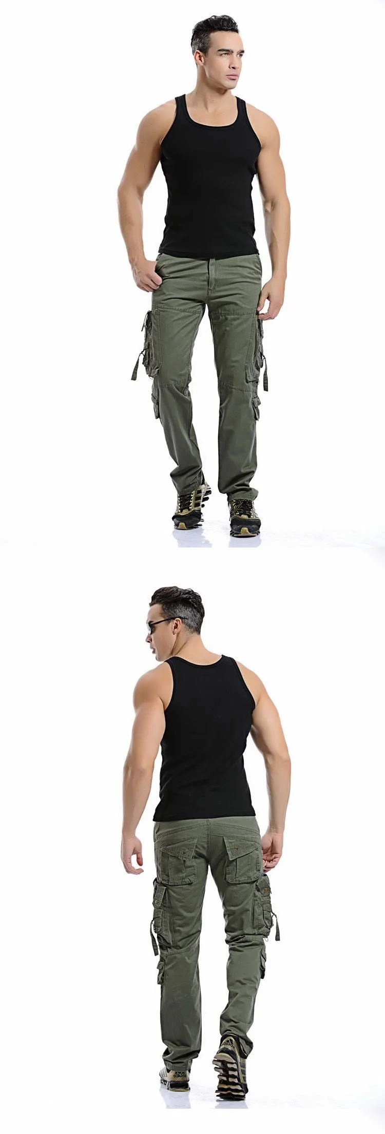 Multi-pocket washed overalls Military Tactical pants