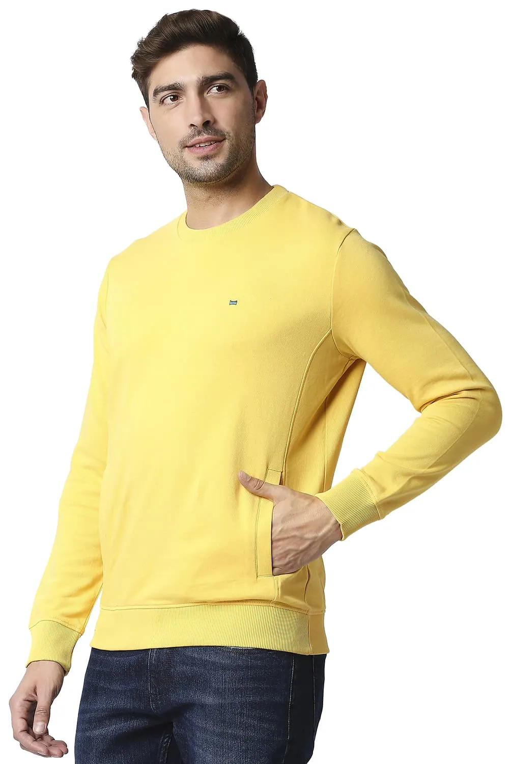 Muscle Fit Non Brushed Fleece Pullover Sweater