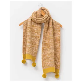 Mustard & Ivory Pom Pom Scarf