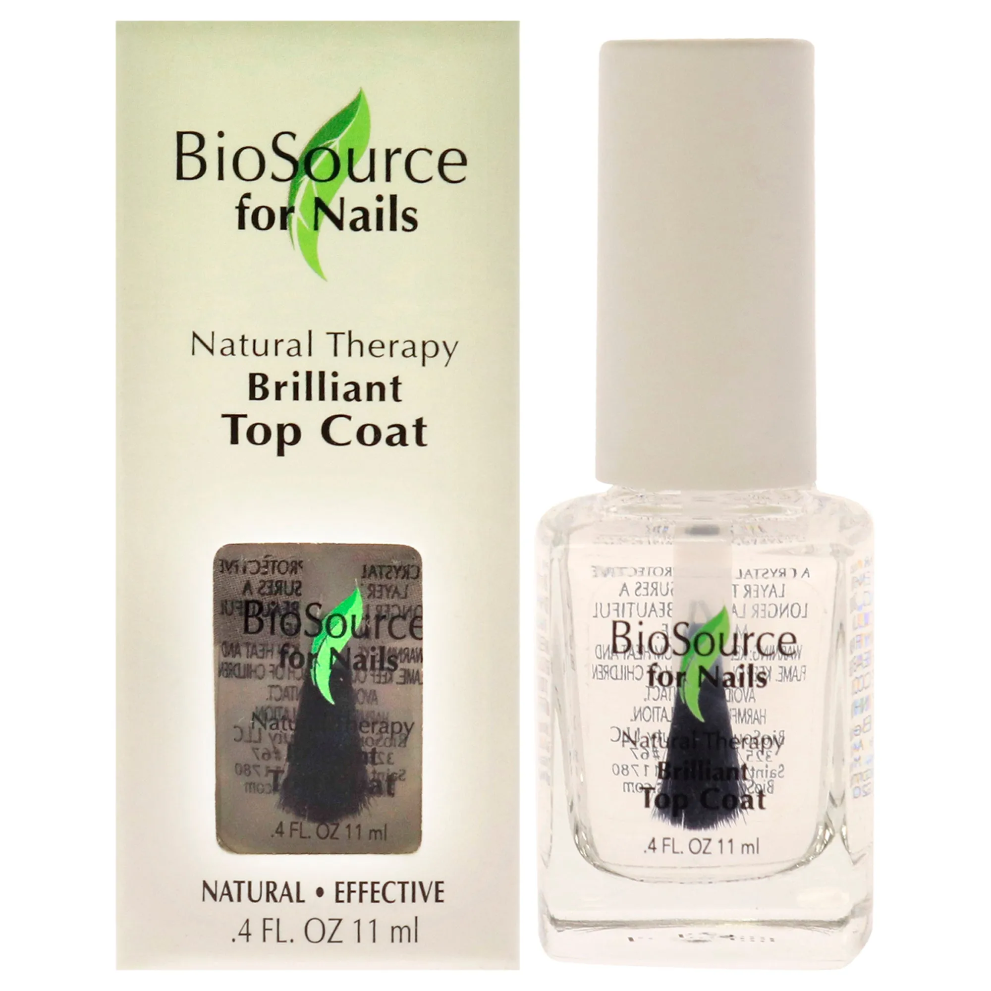 Natural Therapy Brilliant Top Coat by Biosource For Nails for Women - 0.4 oz Nail Treatment