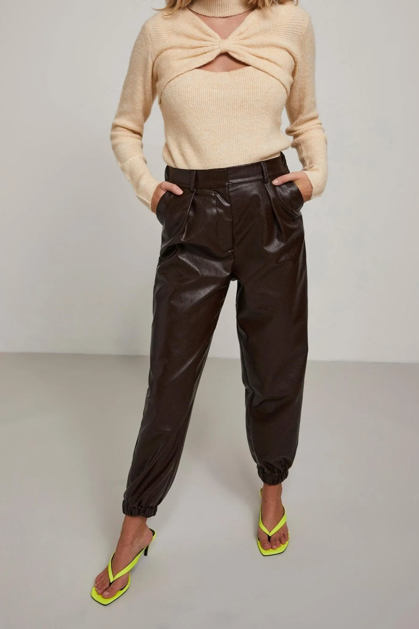 Nemma High Waist Trousers - Chocolate Plum