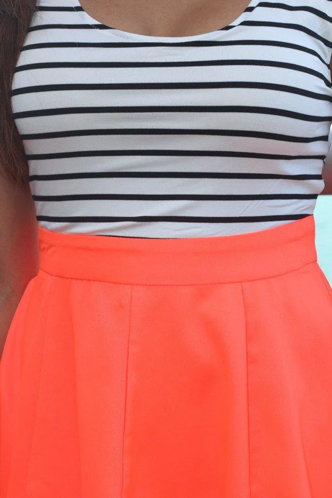 Neon Coral Short Dress With Criss-Cross Back