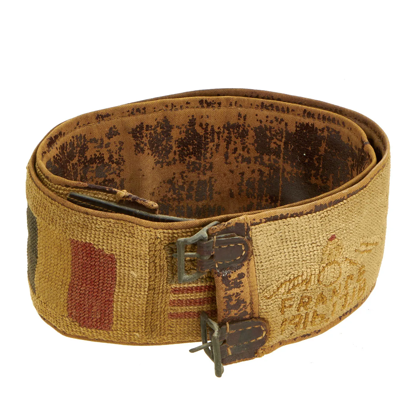 Original British WWI Royal Flying Corps Embroidered Stable Belt Dated 1916 - 1918