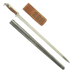 Original Danish Experimental Anti-Cavalry M1915 T-Back Bayonet for Krag–Jørgensen M/89 Rifle with Scabbard