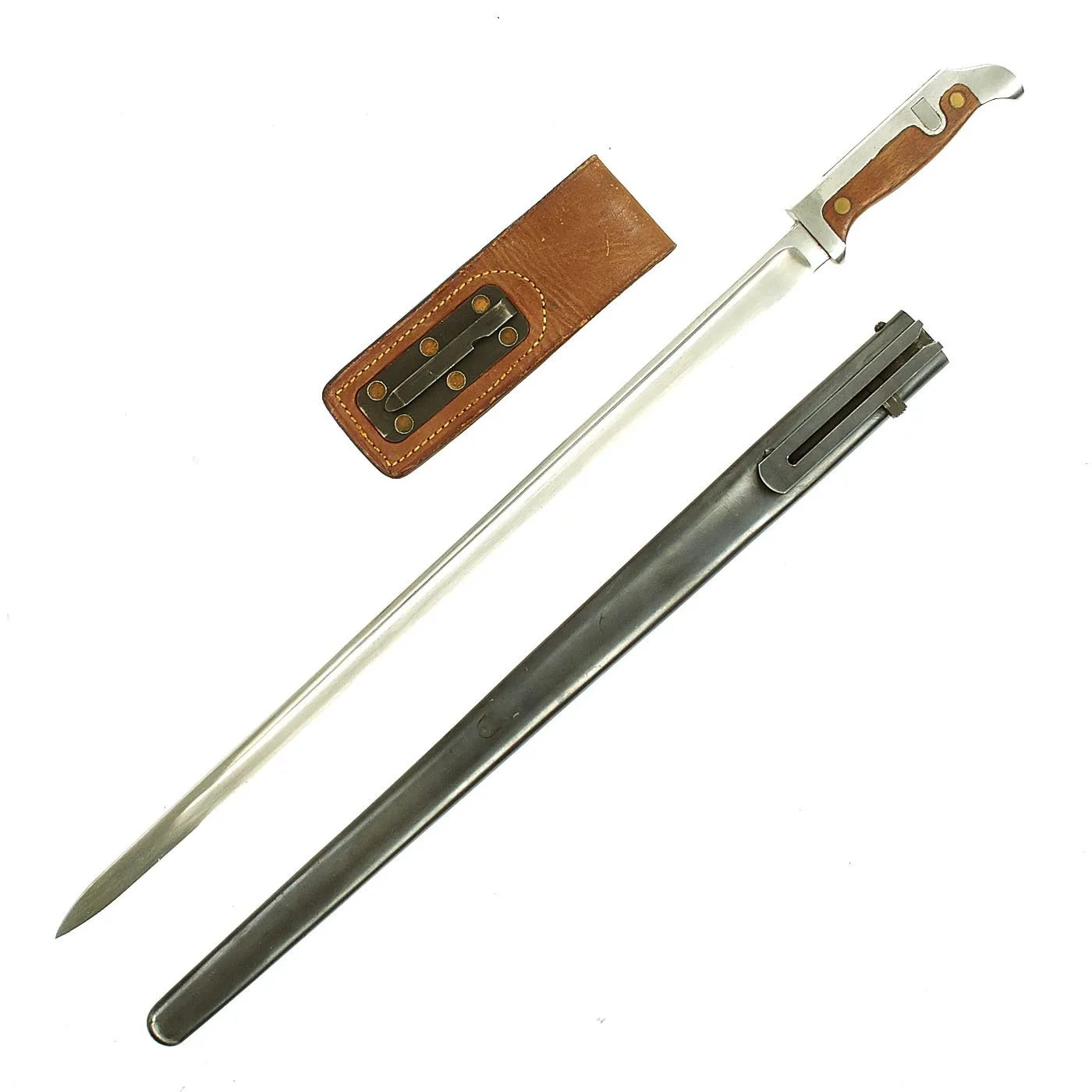 Original Danish Experimental Anti-Cavalry M1915 T-Back Bayonet for Krag–Jørgensen M/89 Rifle with Scabbard