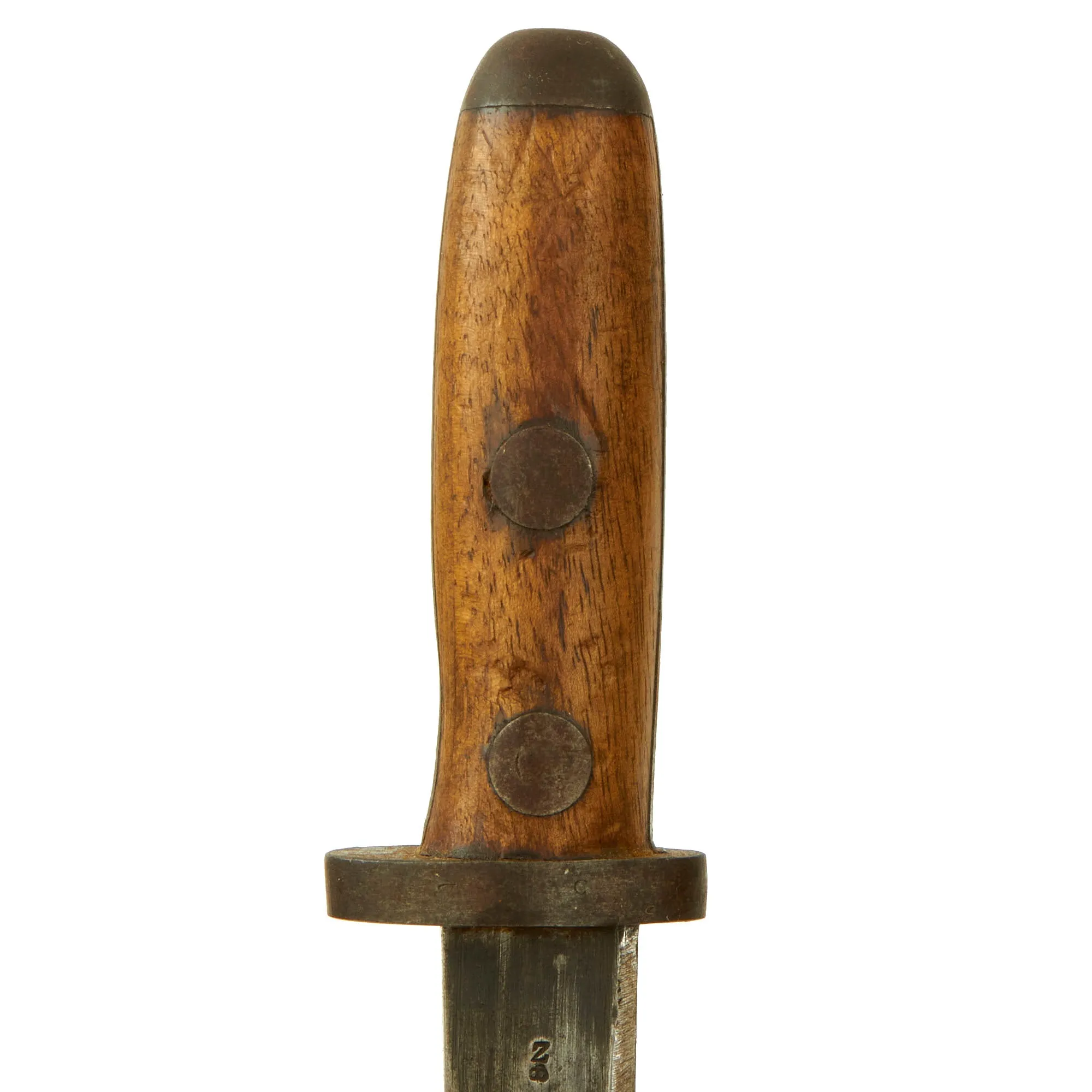 Original Dutch WWI / WWII Geweer M. 95 T-Back Bayonet Shortened to Fighting Knife with Scabbard