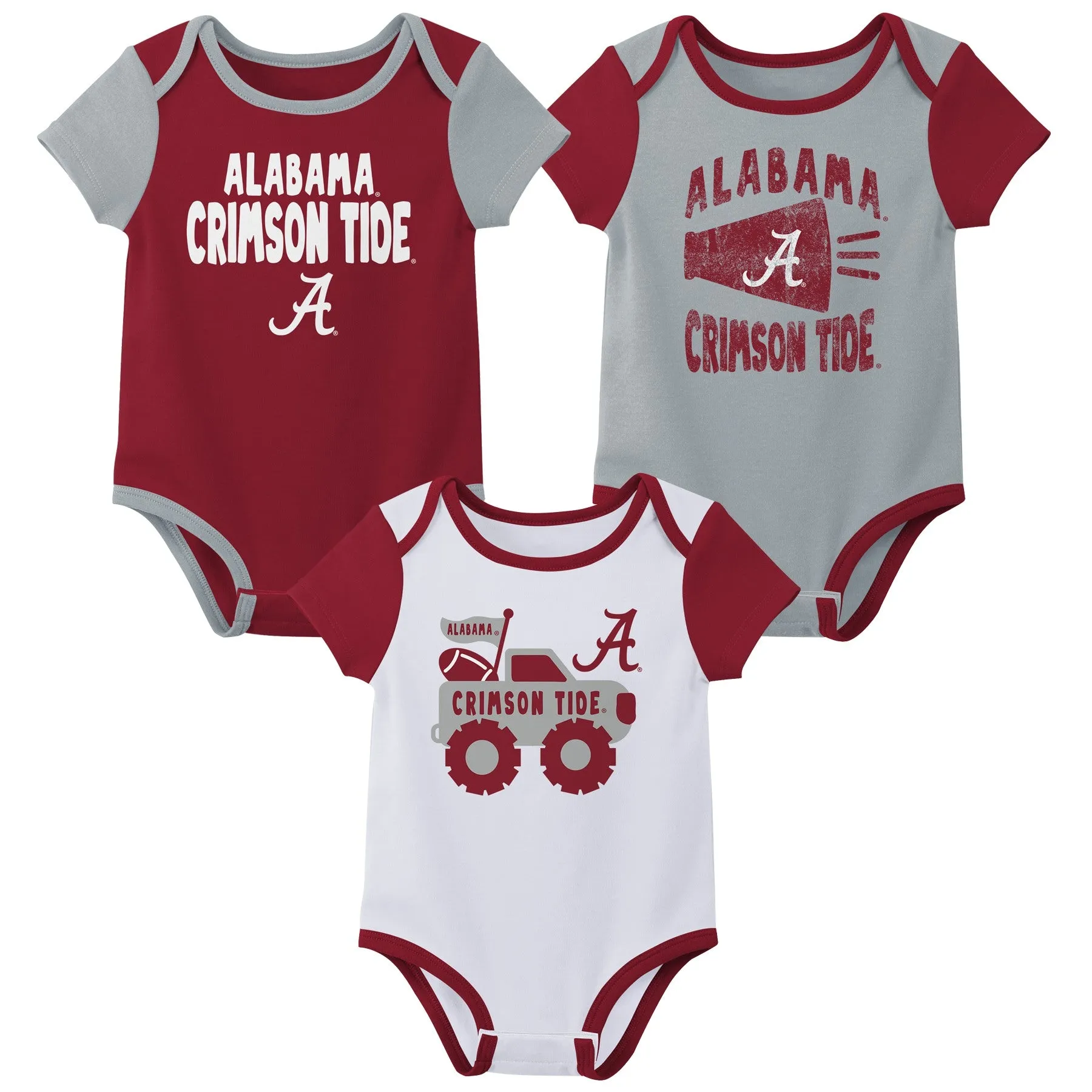 Outerstuff NCAA Infant Unisex Alabama Crimson Tide Variety 3-Pack Bodysuit Set