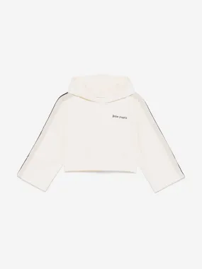 Palm Angels Girls Track Cropped Hoodie in White