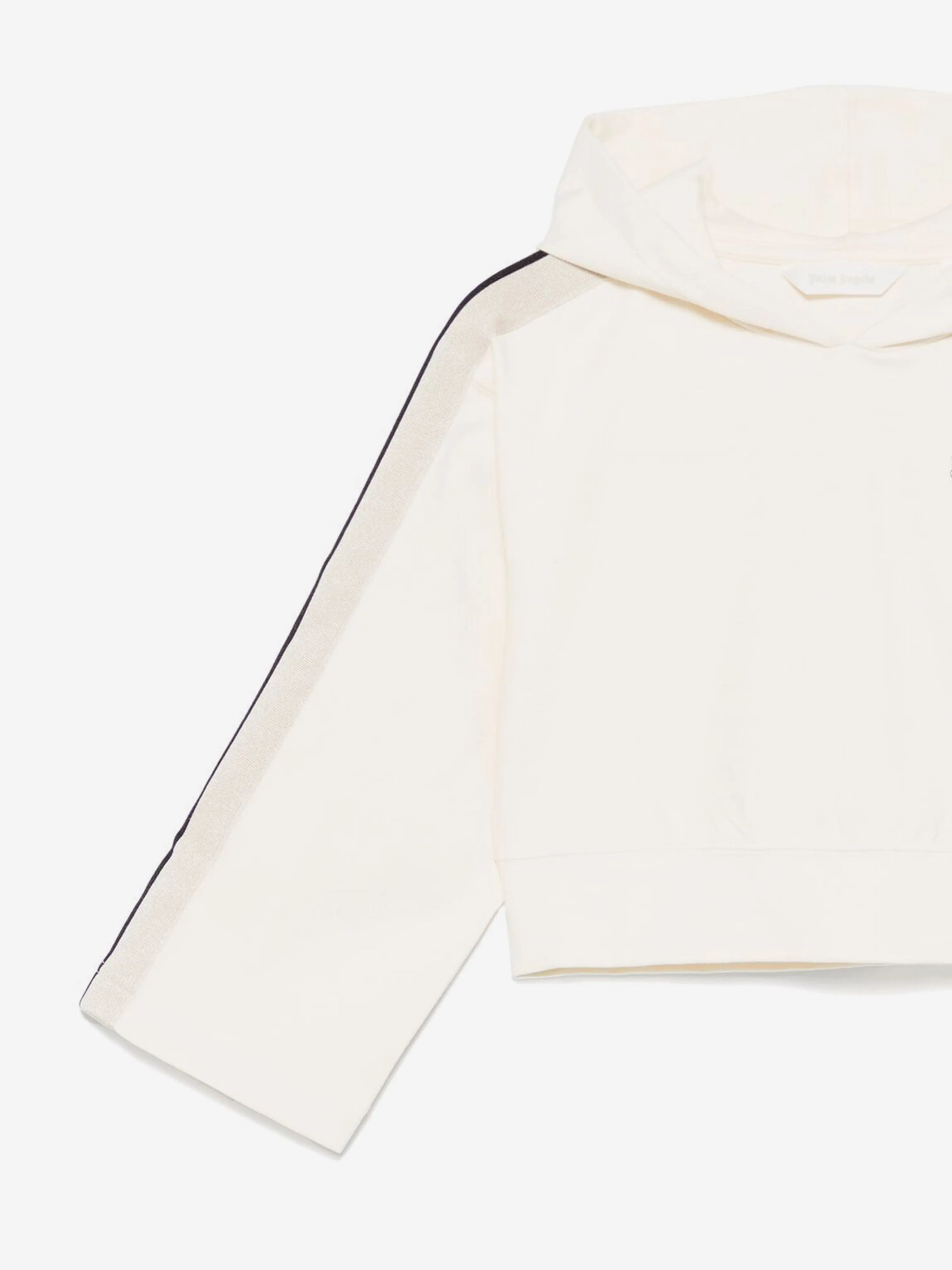 Palm Angels Girls Track Cropped Hoodie in White