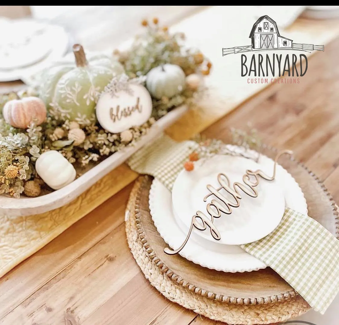 Place Setting Words| Table Setting Words| Thankful| Grateful| Gather| Blessed