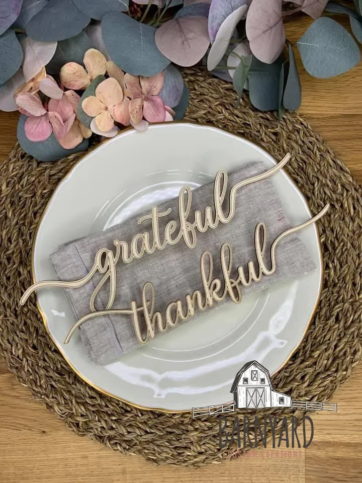 Place Setting Words| Table Setting Words| Thankful| Grateful| Gather| Blessed