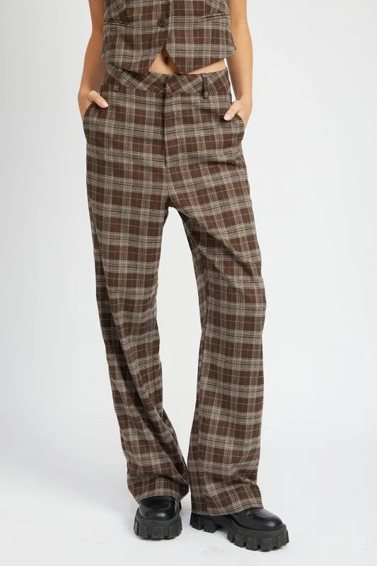 PLAID HIGH WAIST TROUSERS