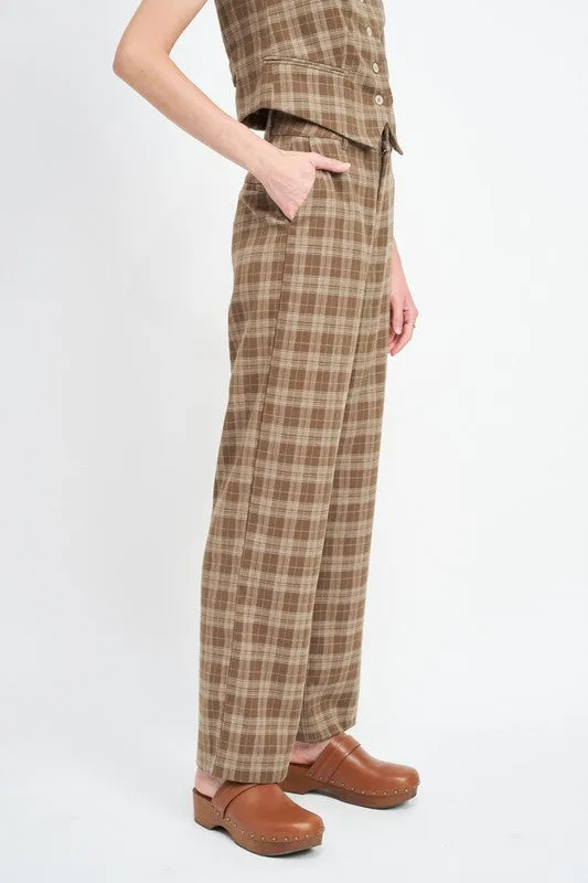 PLAID HIGH WAIST TROUSERS