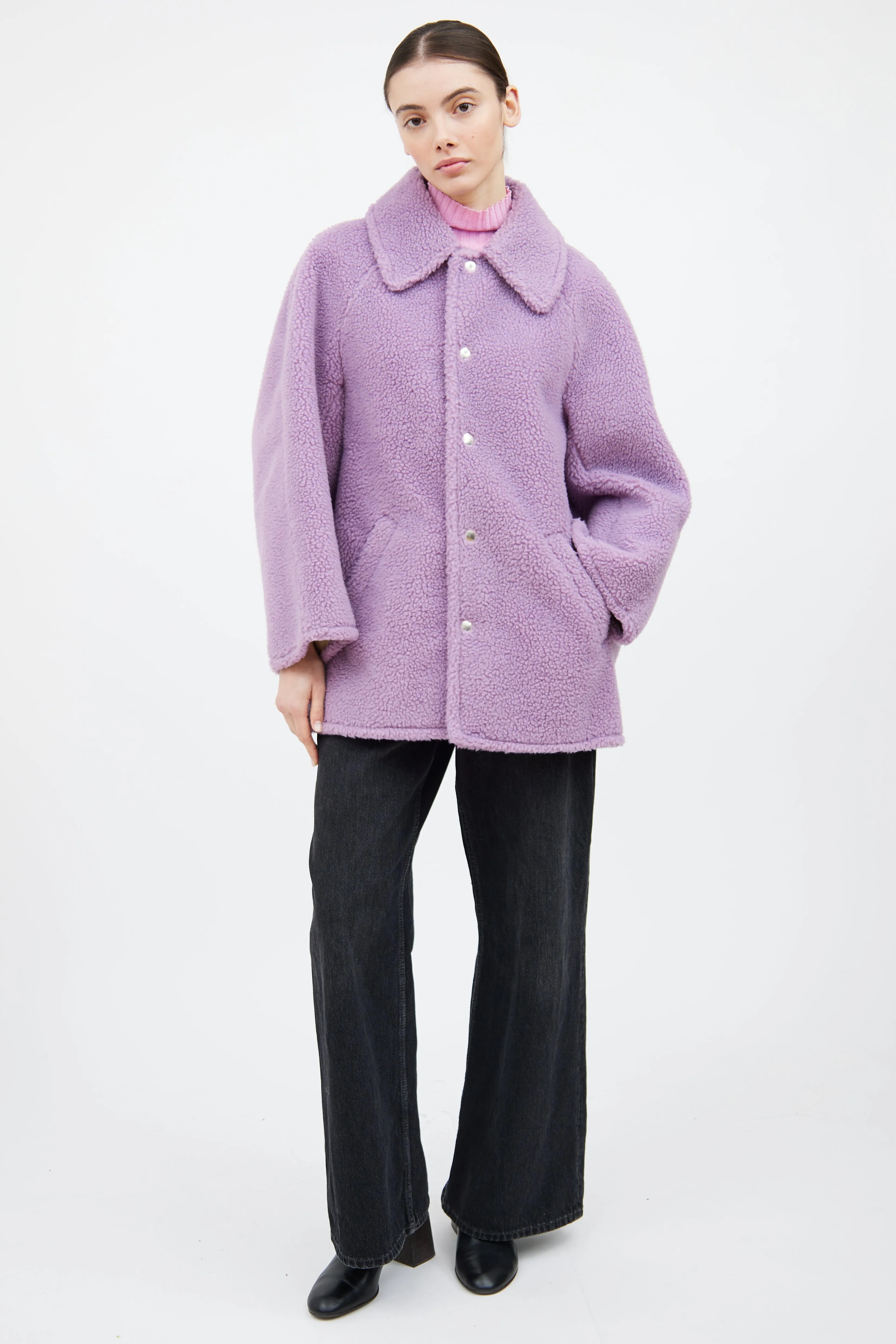 Purple Faux Shearling Jacket