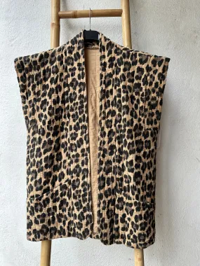 Quilted Leopard Gilet Jacket