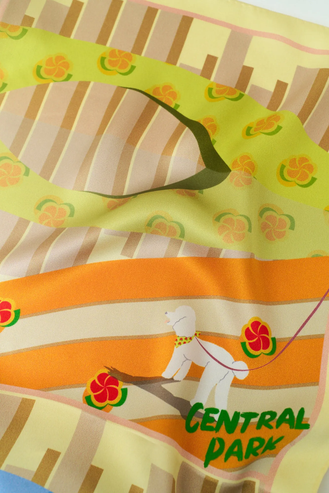 "Seasons in the Park" Silk Scarf - Yellow