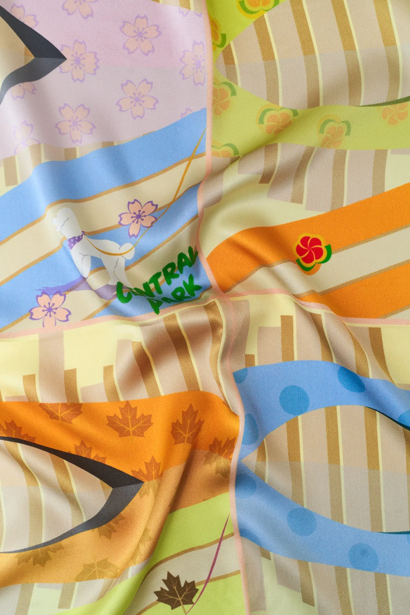 "Seasons in the Park" Silk Scarf - Yellow