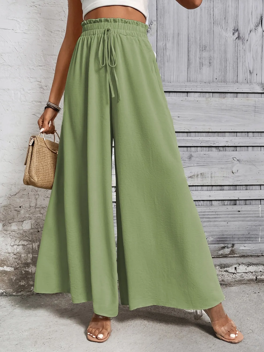 Resort Style High Waist Wide Leg Pants