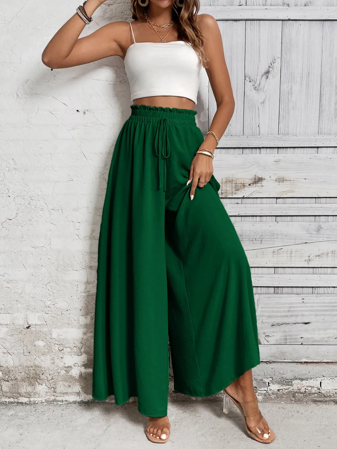 Resort Style High Waist Wide Leg Pants