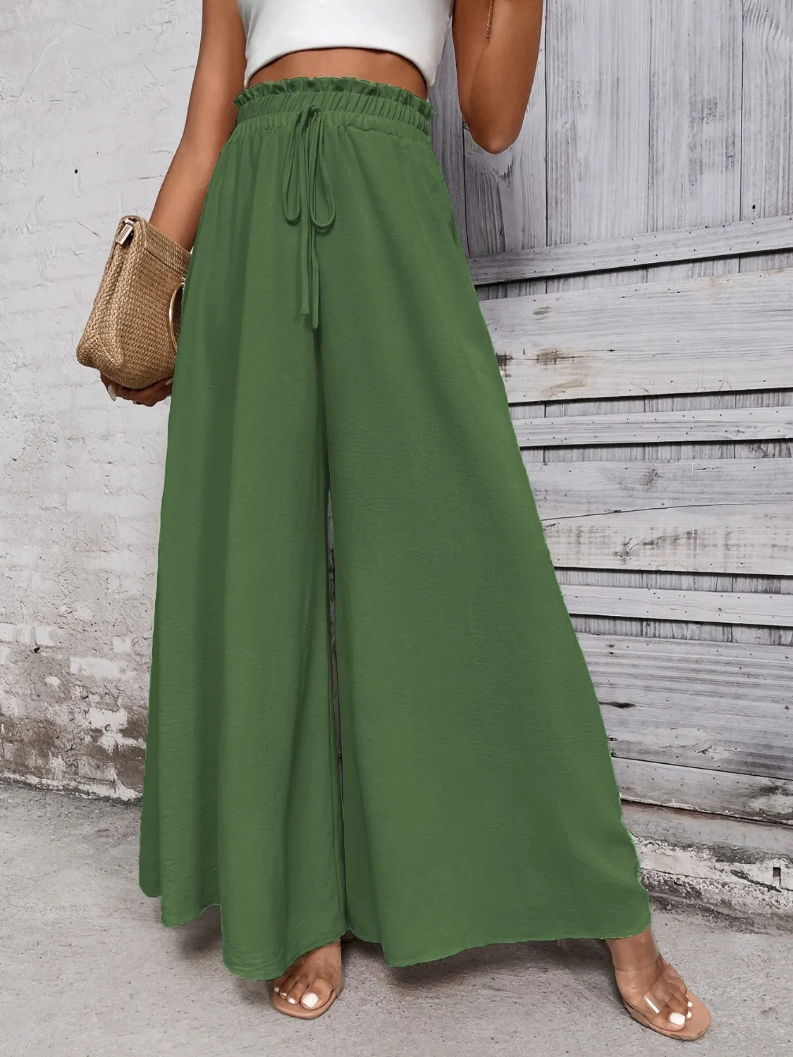 Resort Style High Waist Wide Leg Pants