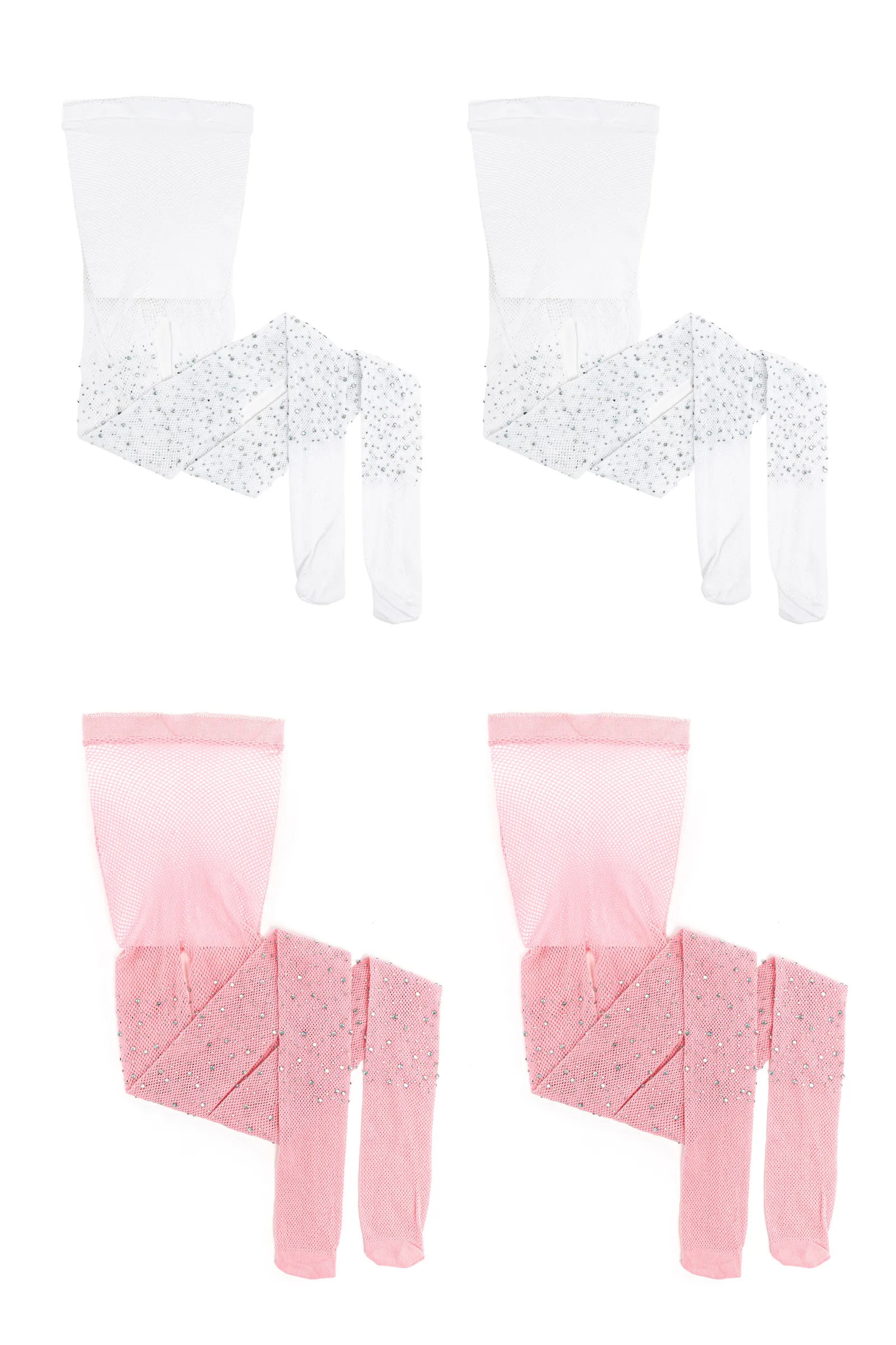 Rhinestone Tights - White and Light Pink Bundle