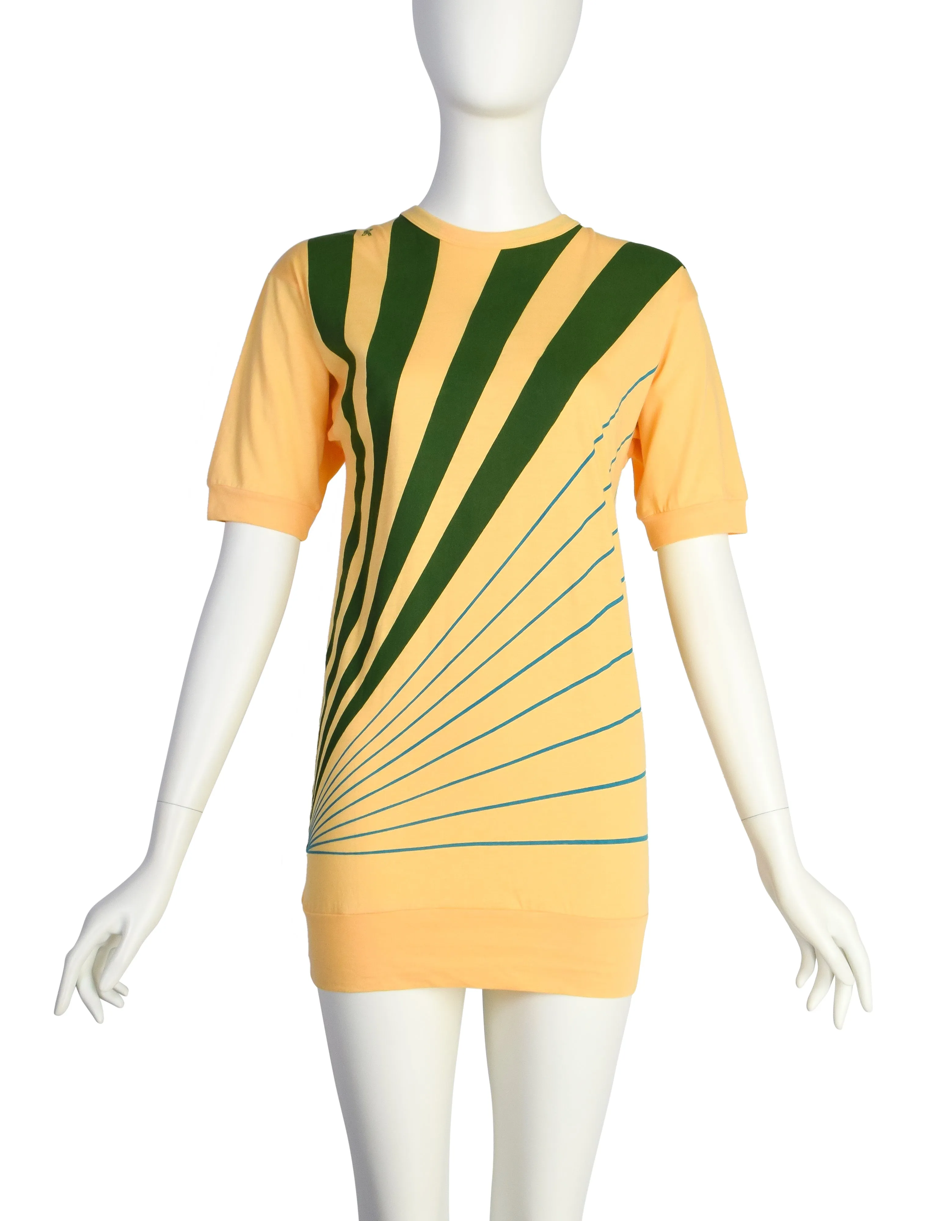 Roberta di Camerino Vintage Yellow Green Ray Print Banded T-Shirt