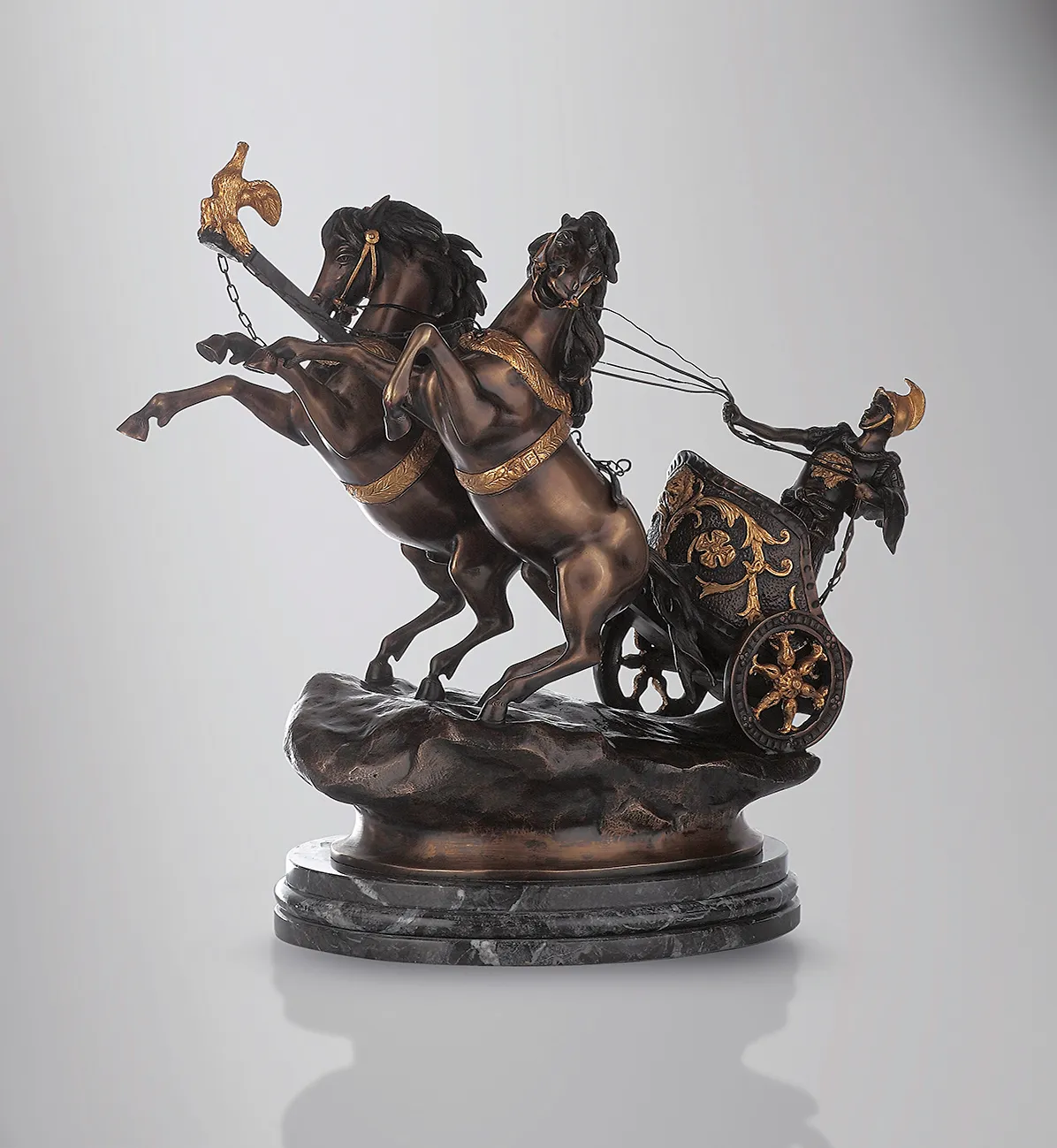 Roman Chariot Bronze Sculpture