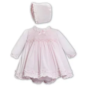 Sarah Louise - Dress set, pink, Dress, Bonet and frilly pants.