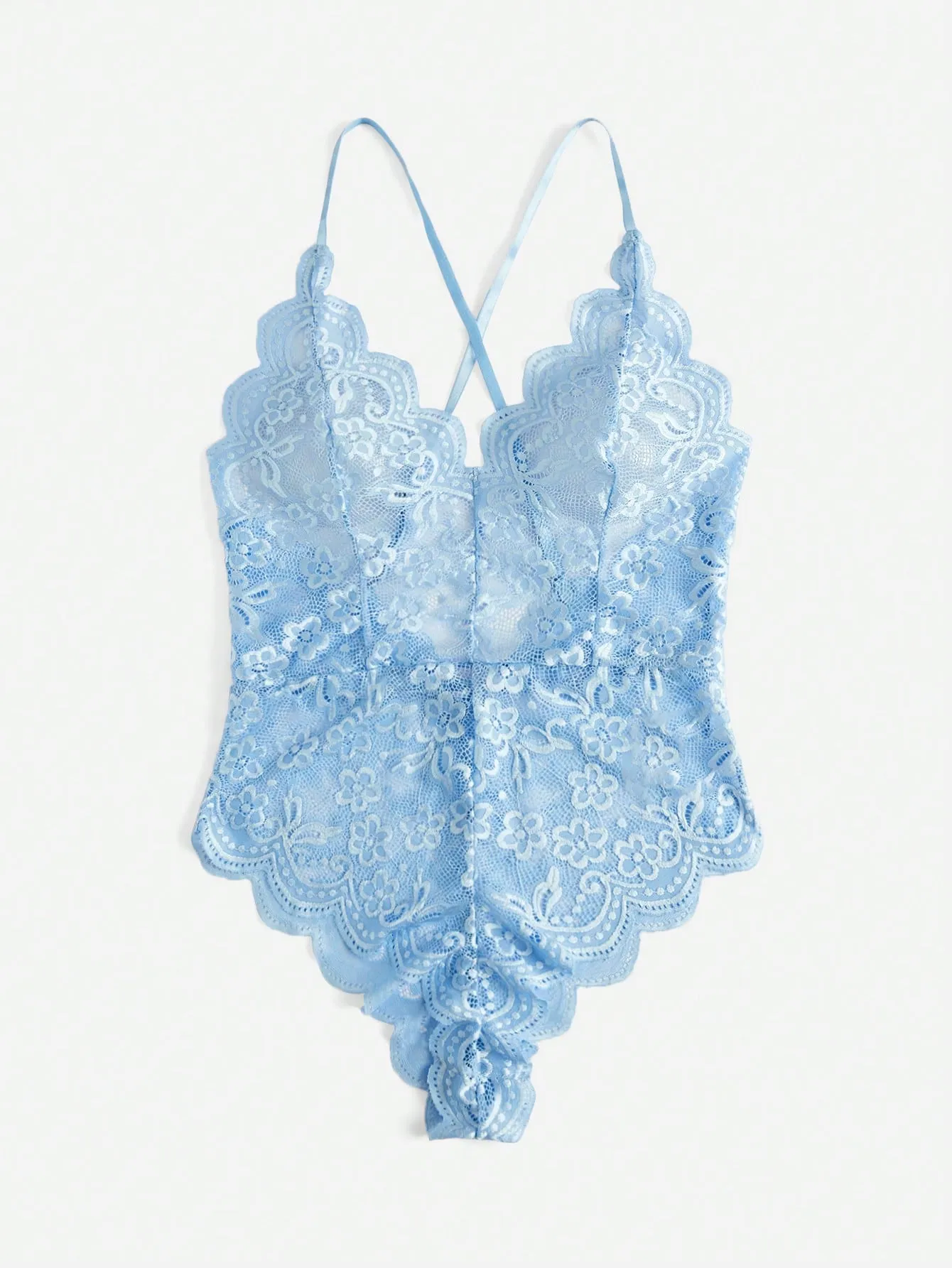 Scallop Floral Lace Teddy Bodysuit