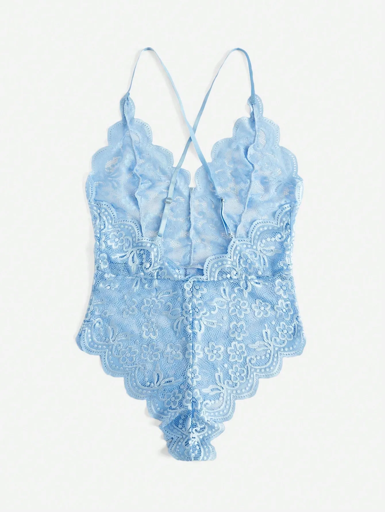 Scallop Floral Lace Teddy Bodysuit