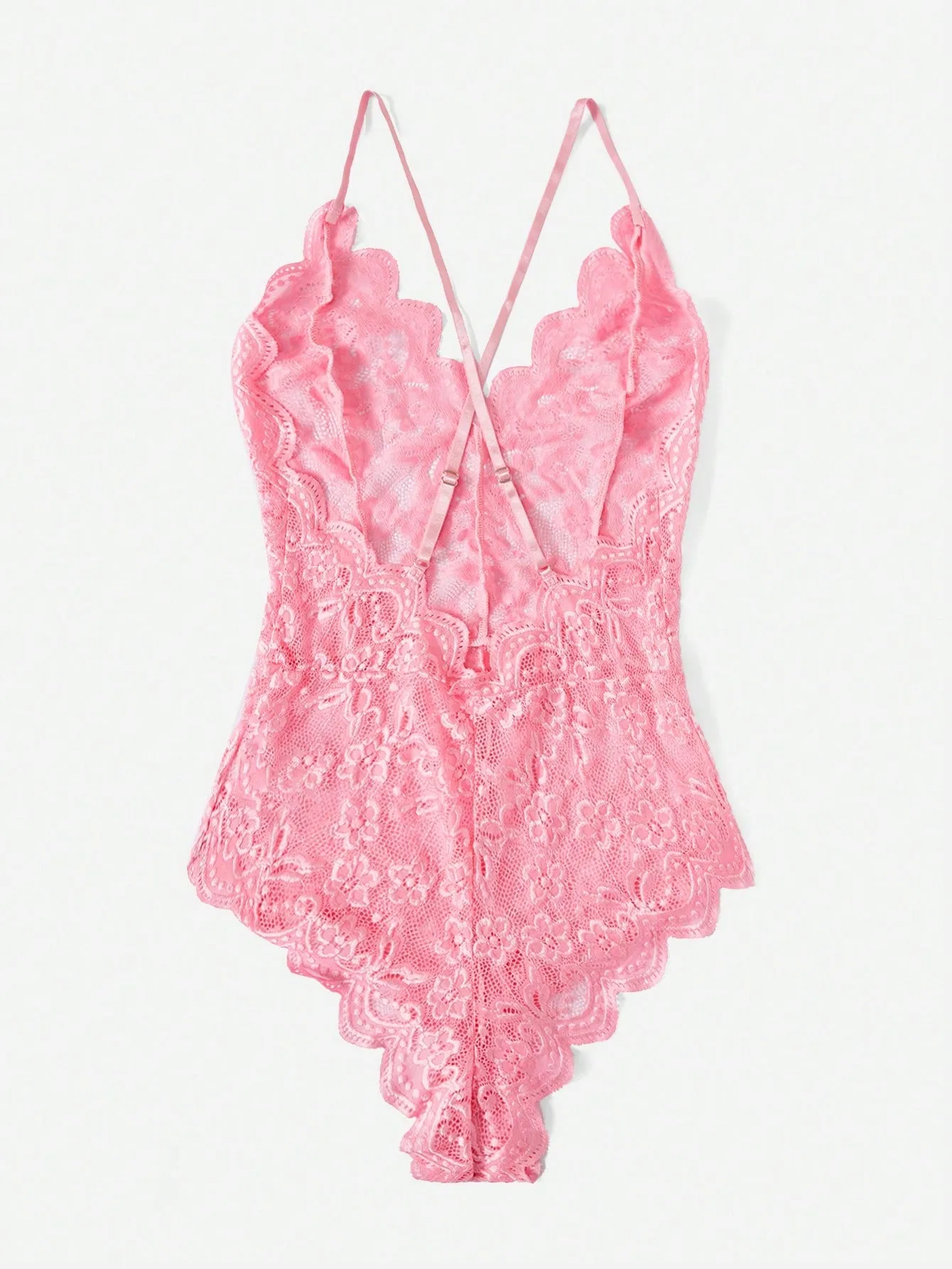 Scallop Floral Lace Teddy Bodysuit