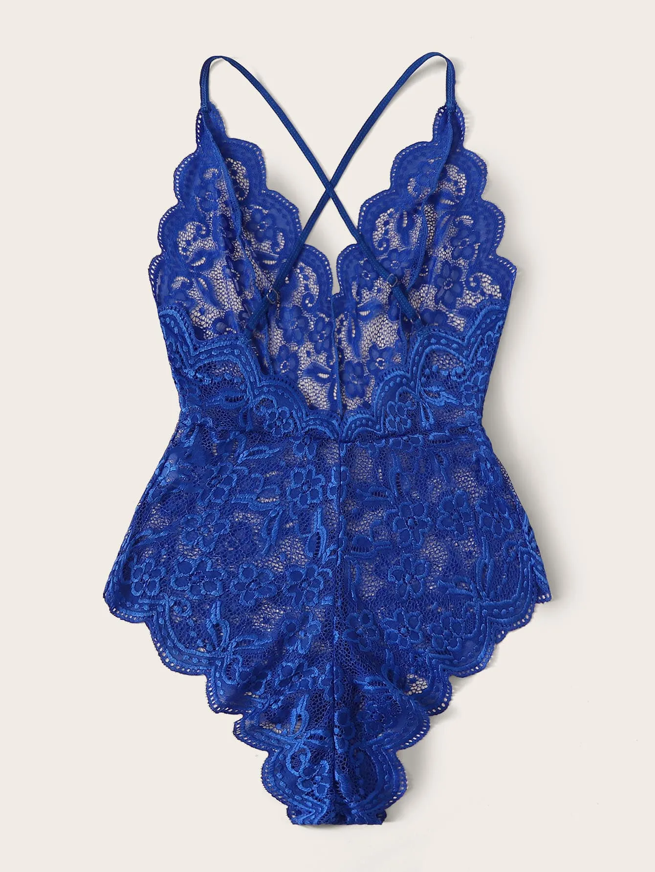 Scallop Floral Lace Teddy Bodysuit