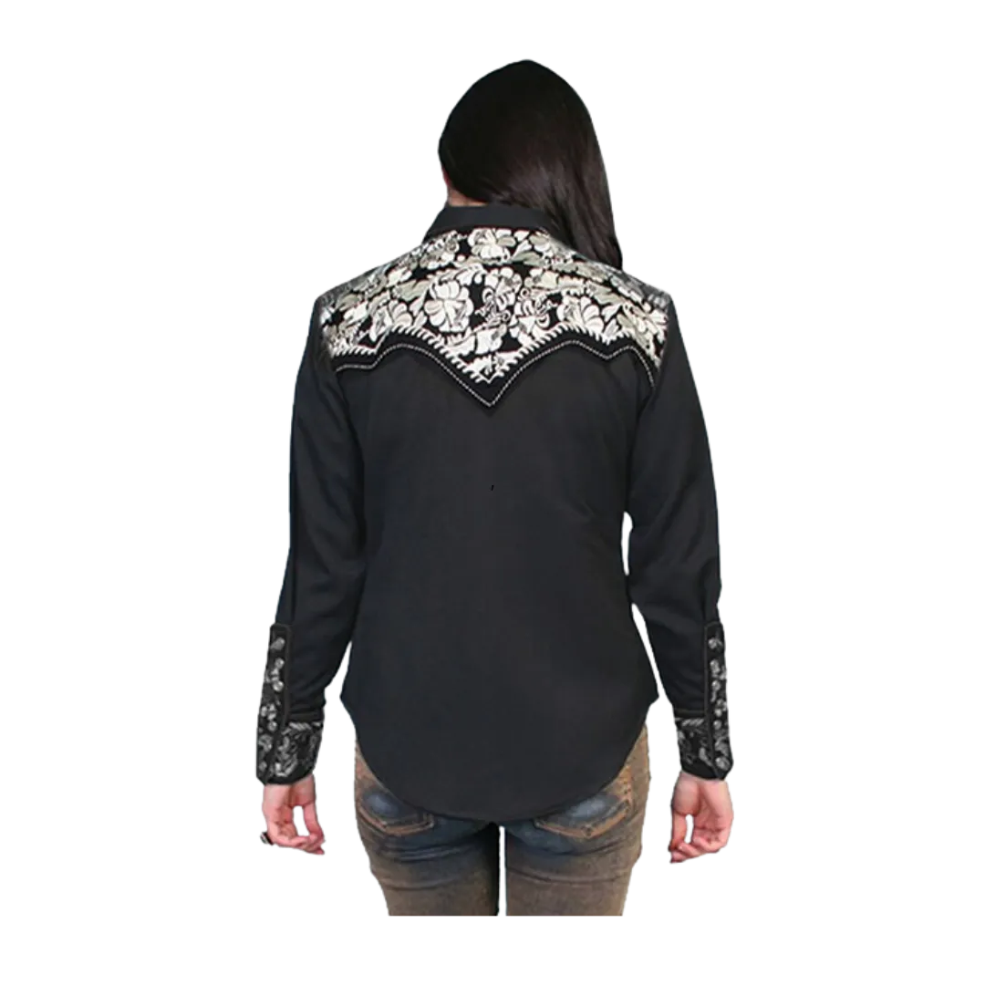 Scully Leather Women's Floral tooled Silver Shirt