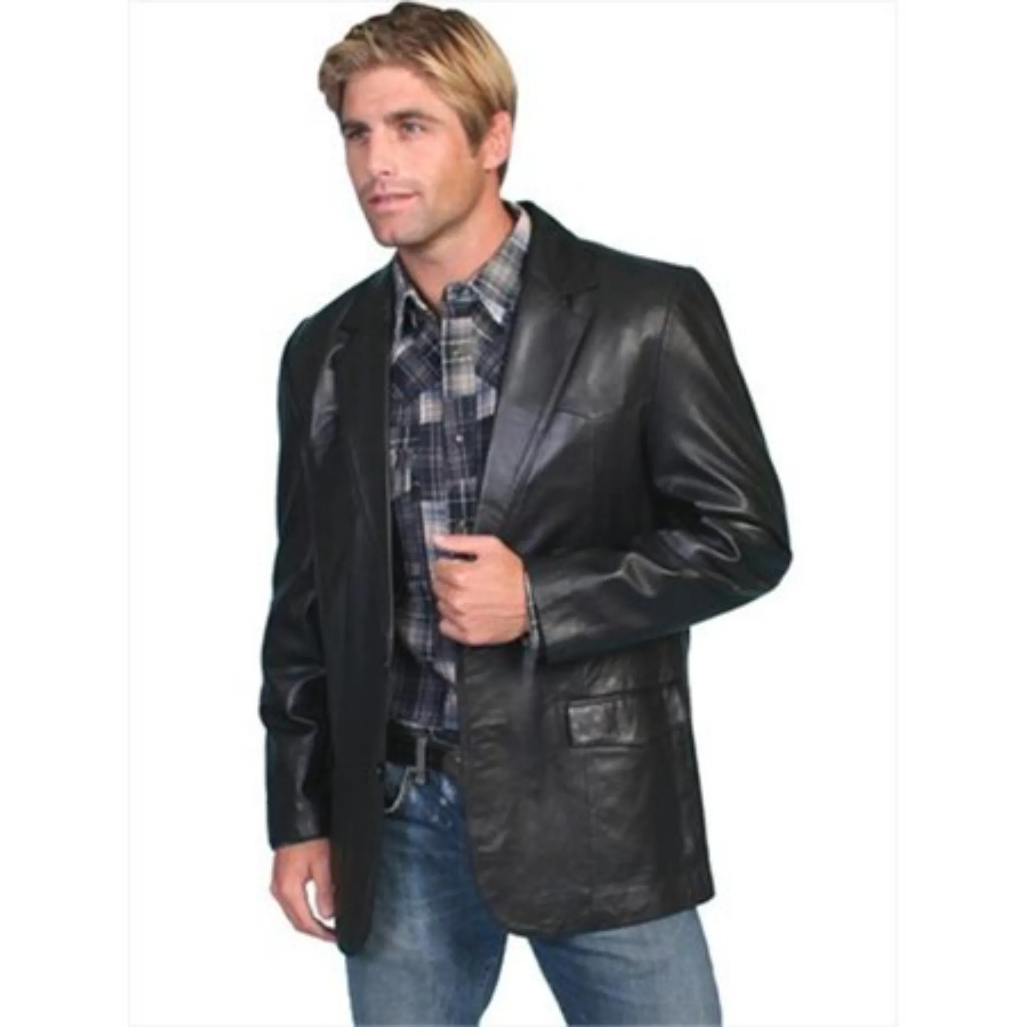 SCULLY MEN'S WESTERN LAMBSKIN BLACK BLAZER COAT - 501-11