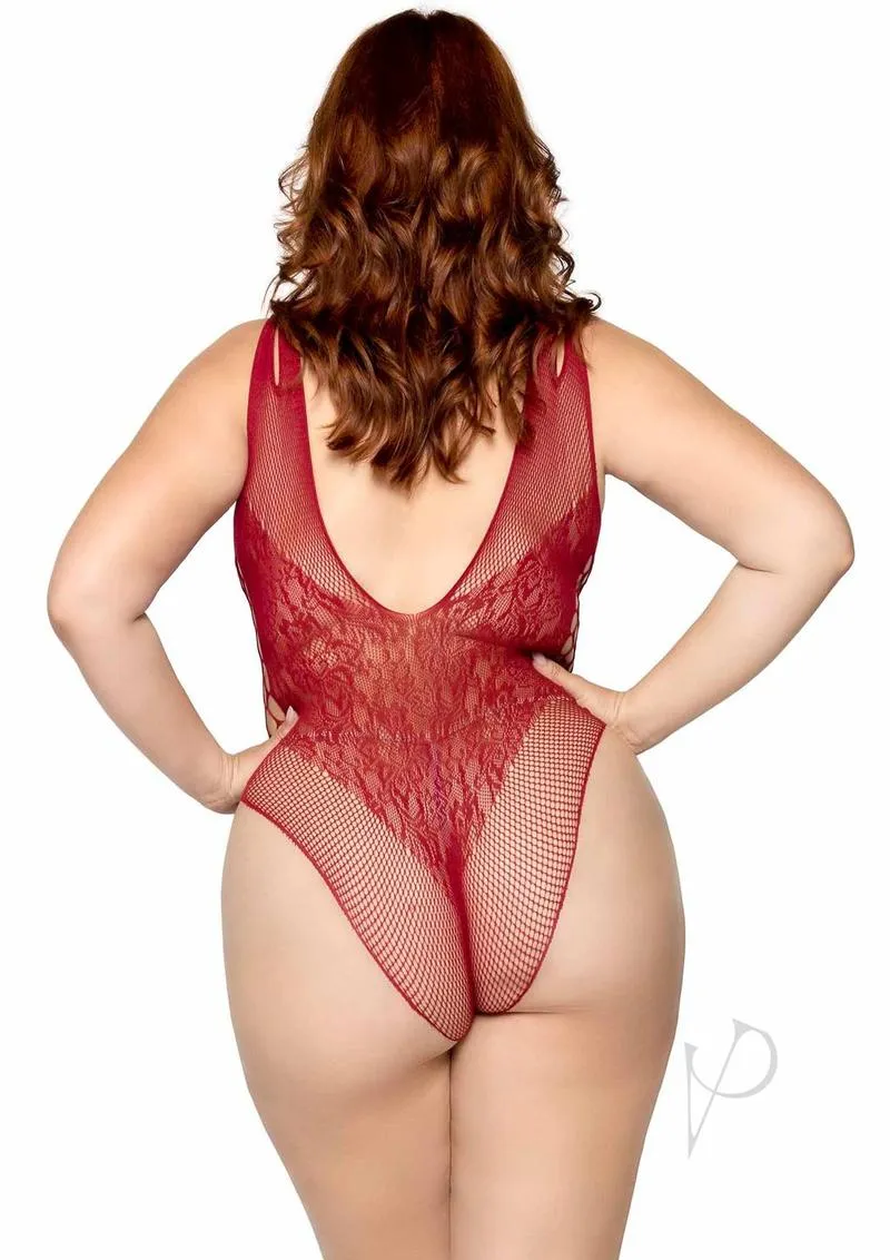 Seamless Bodysuit Cut Bottom 1x/2x Burg