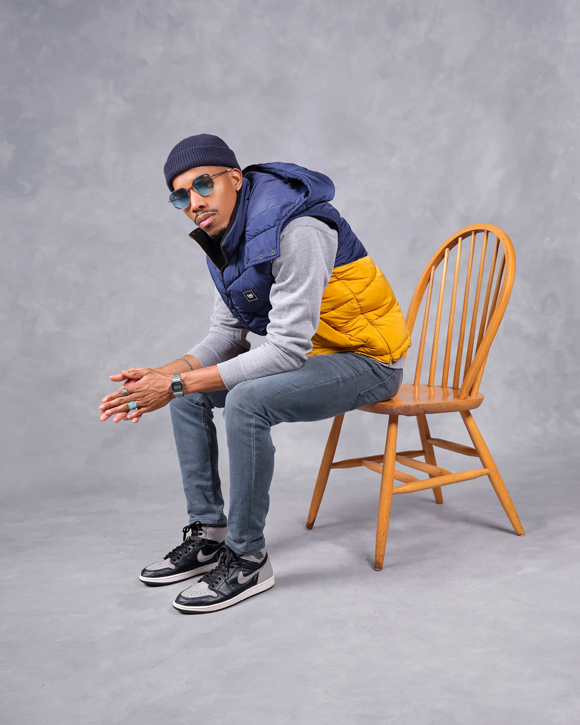 SG Puffer Vest - Mustard   Navy