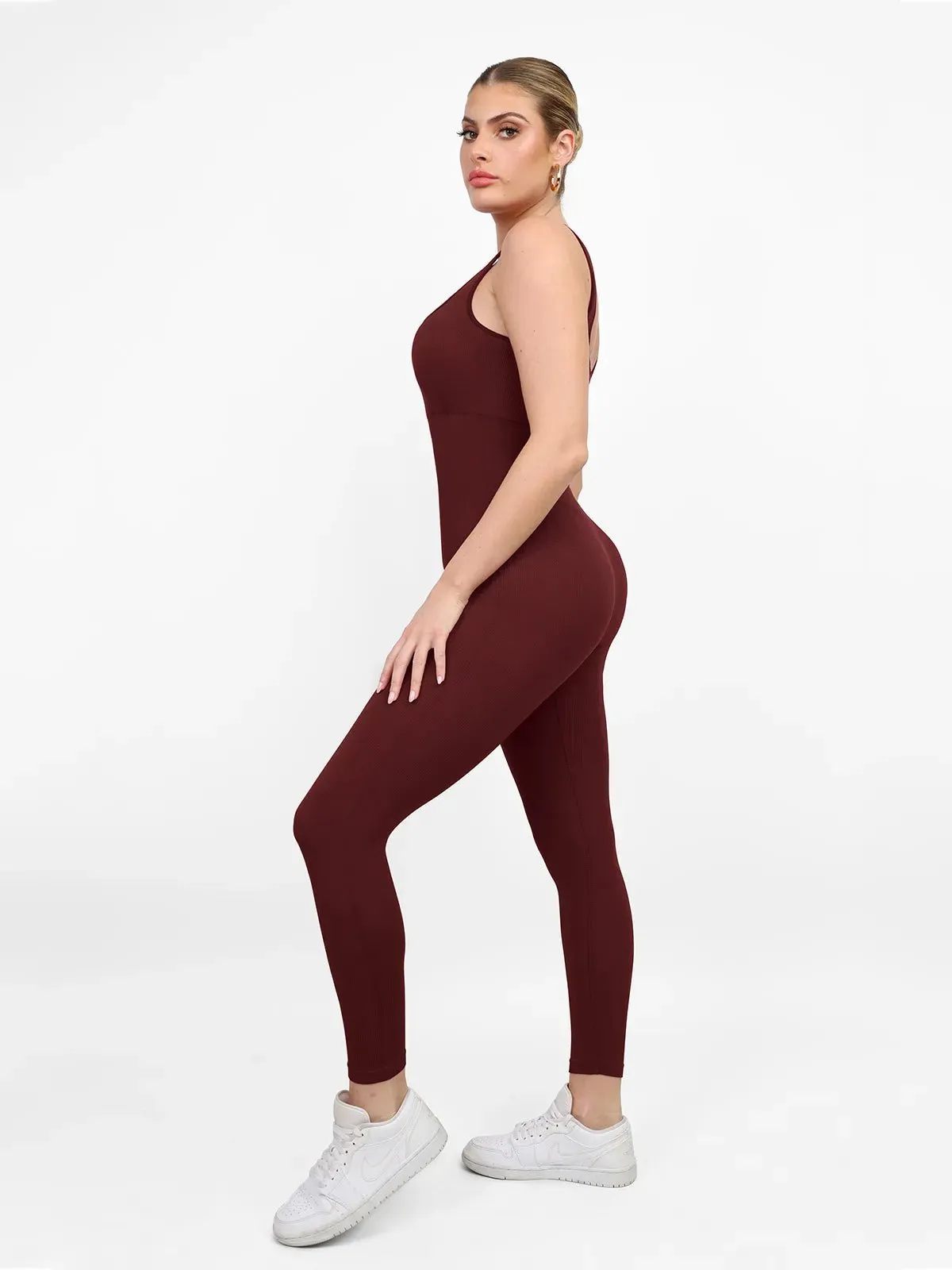 Shapewear Square Neck Tank Workout Seamless Jumpsuit