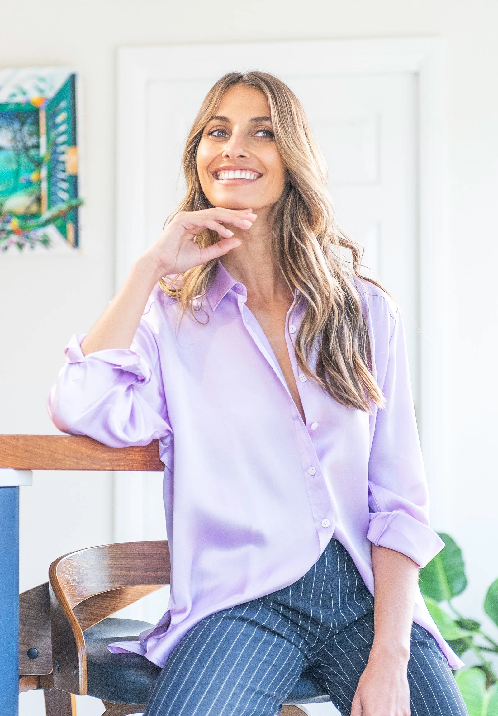 Soie Lilac Oversized 100% Silk Shirt