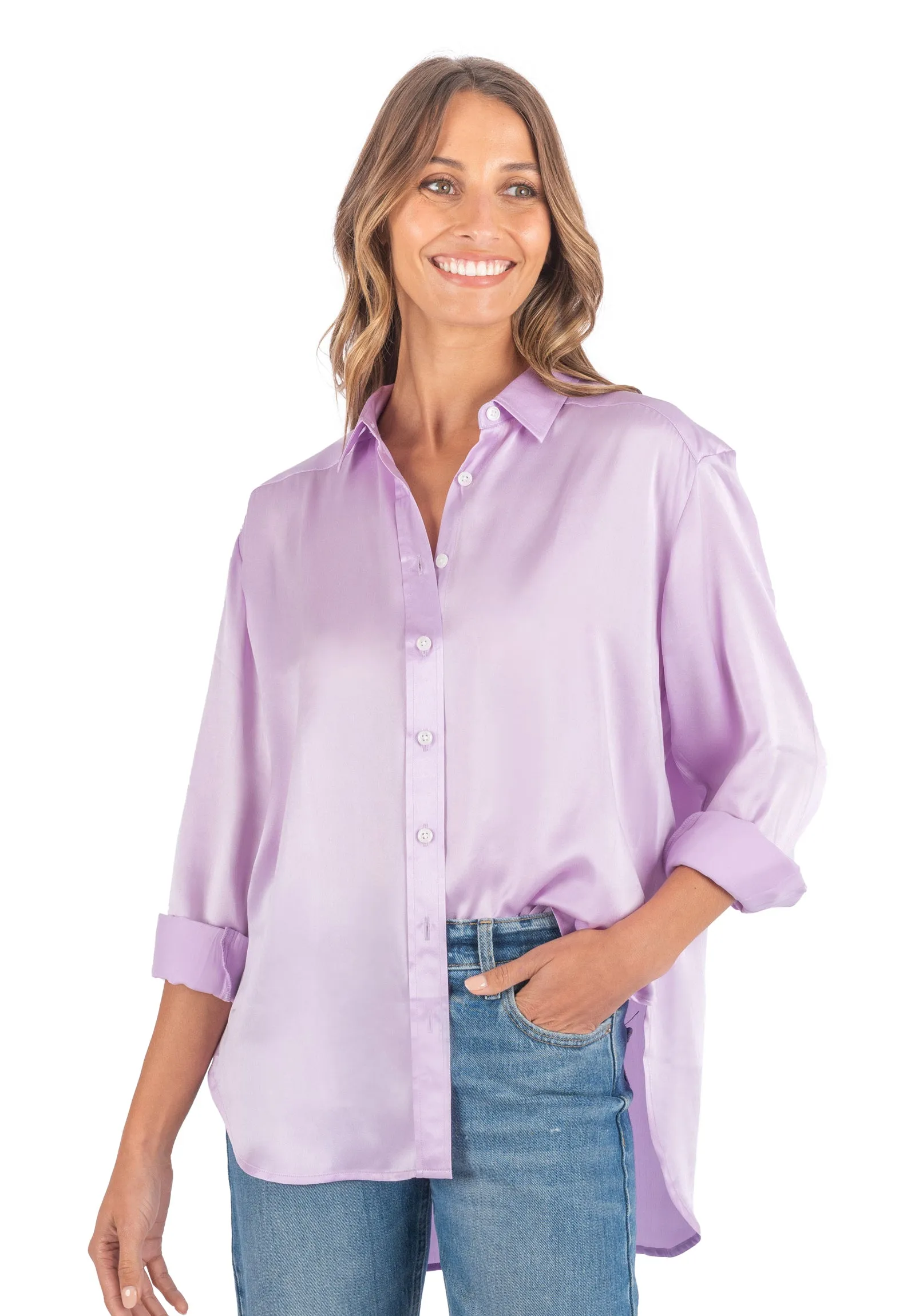 Soie Lilac Oversized 100% Silk Shirt