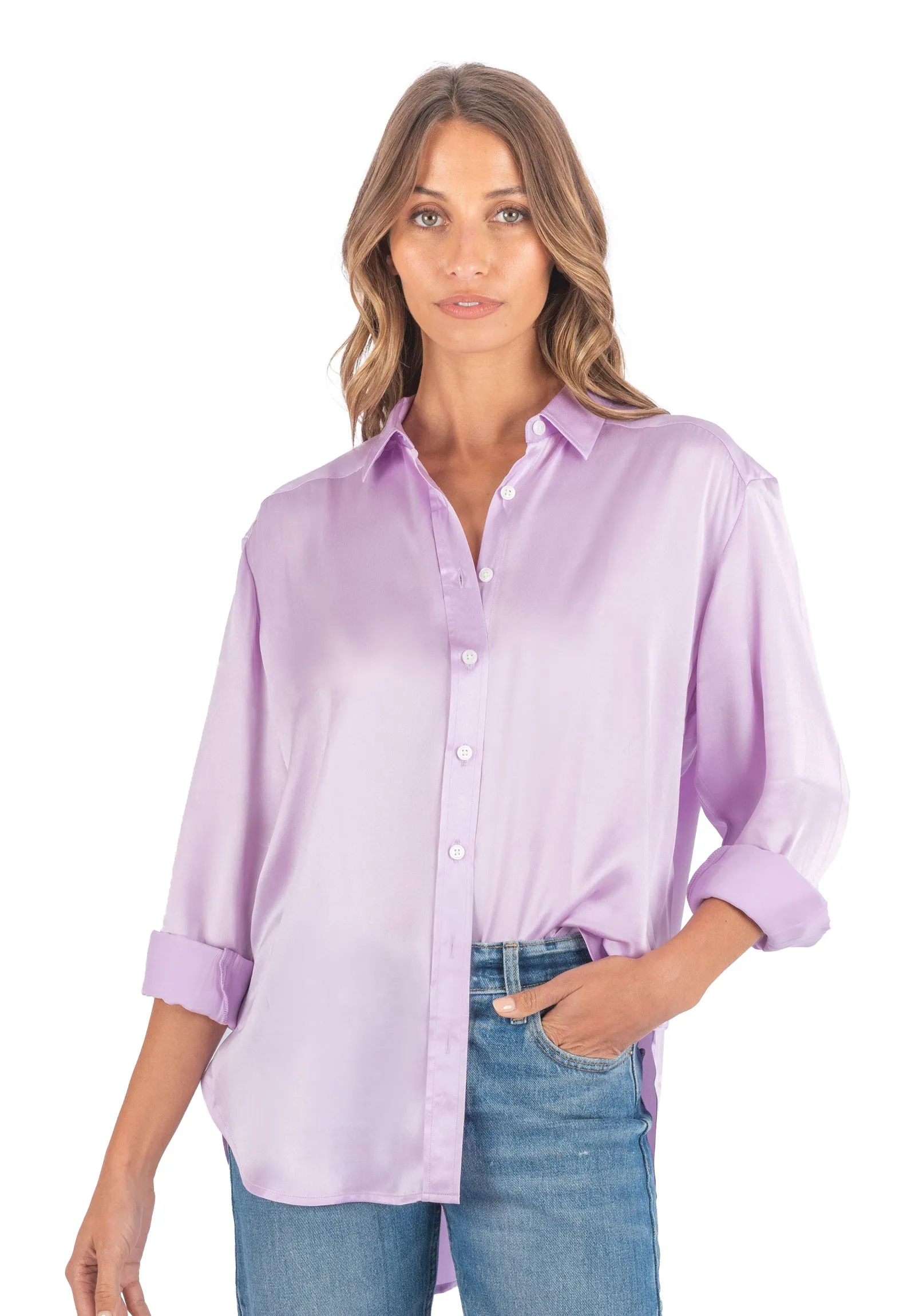 Soie Lilac Oversized 100% Silk Shirt