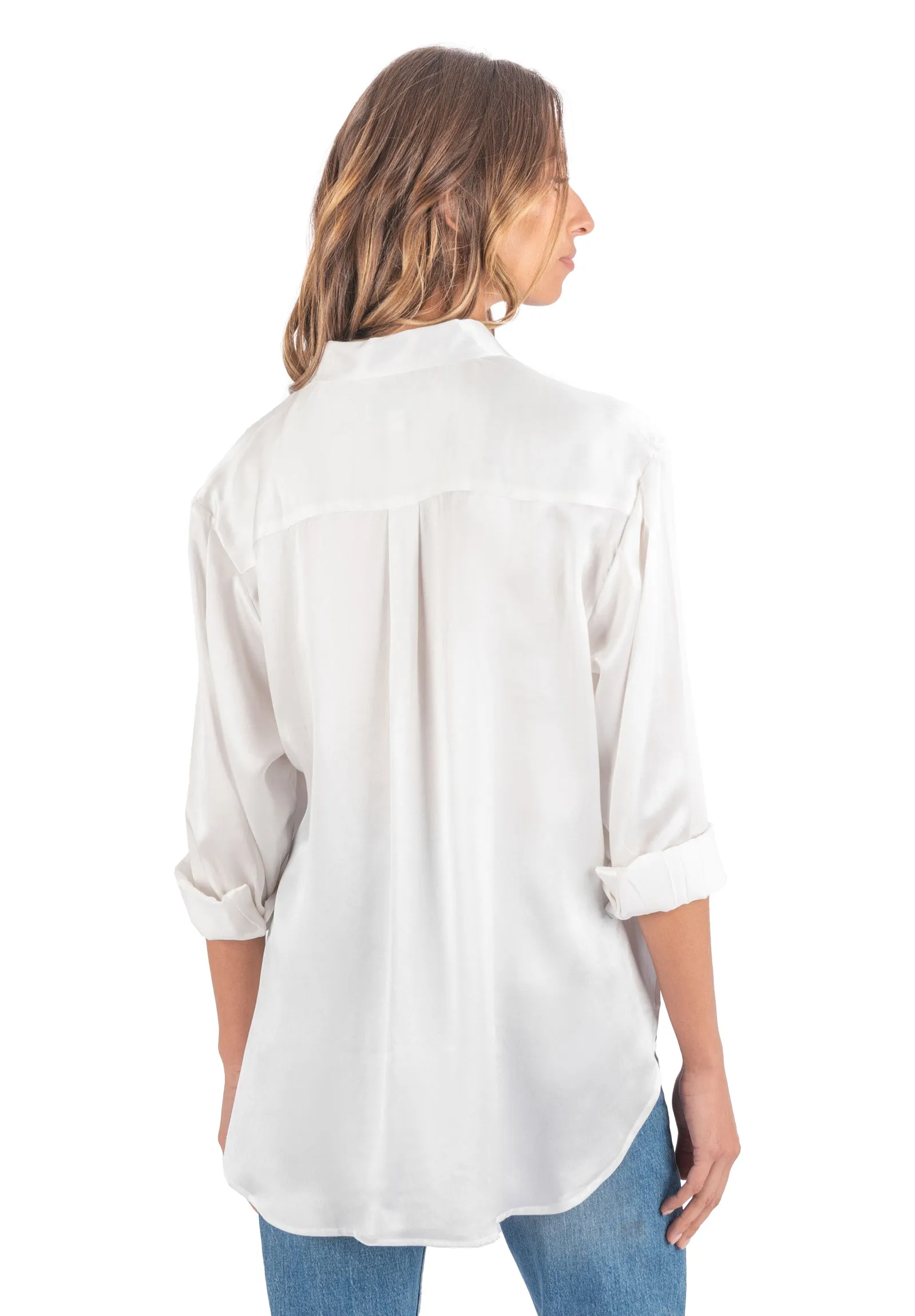 Soie White Oversized 100% Silk Shirt