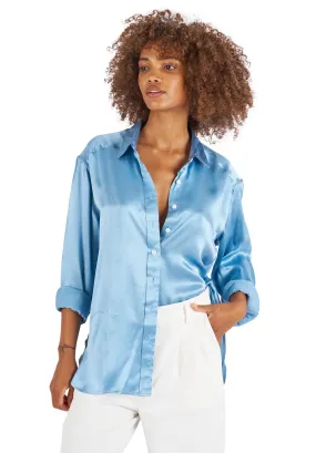 Soie Zenith Blue Oversized 100% Silk Shirt