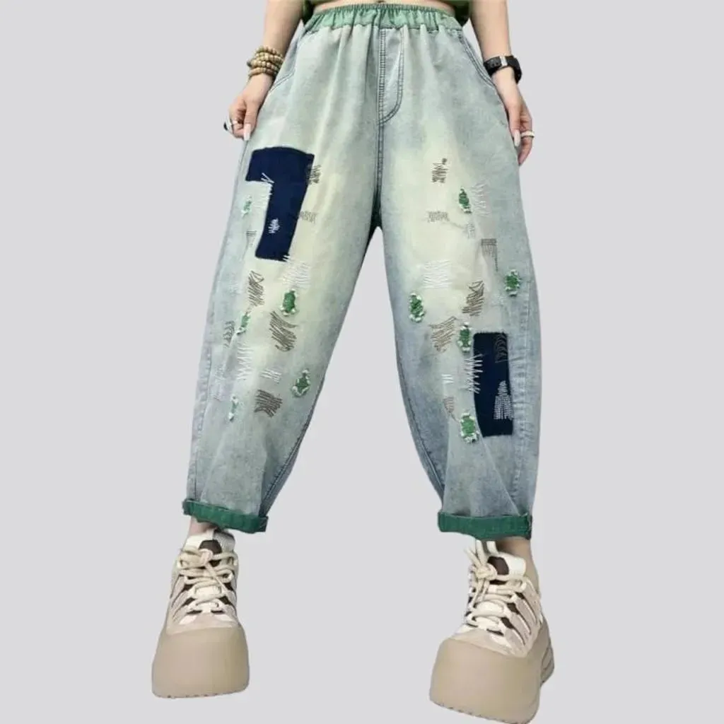 Street high-waist women's jean pants