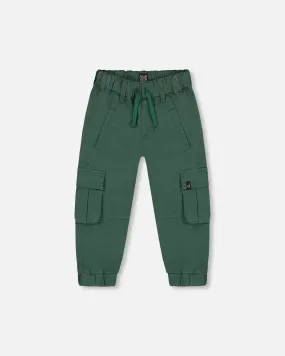 Stretch Twill Cargo Jogger Pants Forest Green