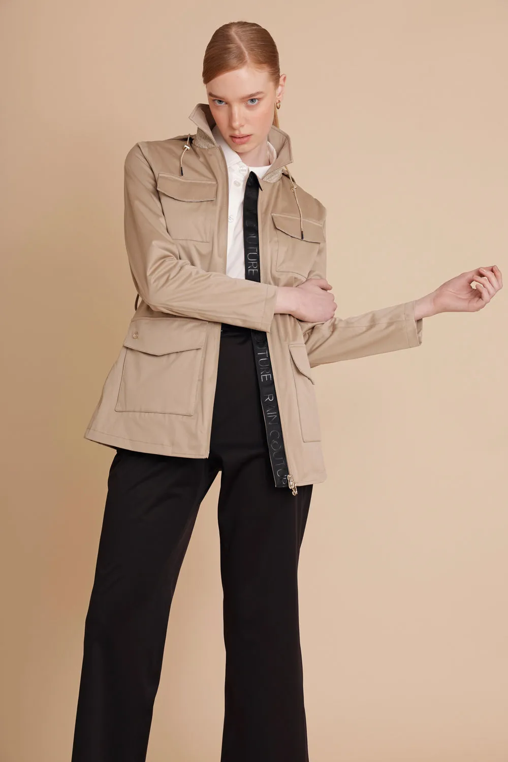 Stretchy 4-Pocket Coat - Beige