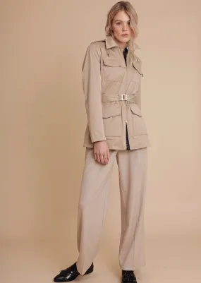 Stretchy 4-Pocket Coat - Beige