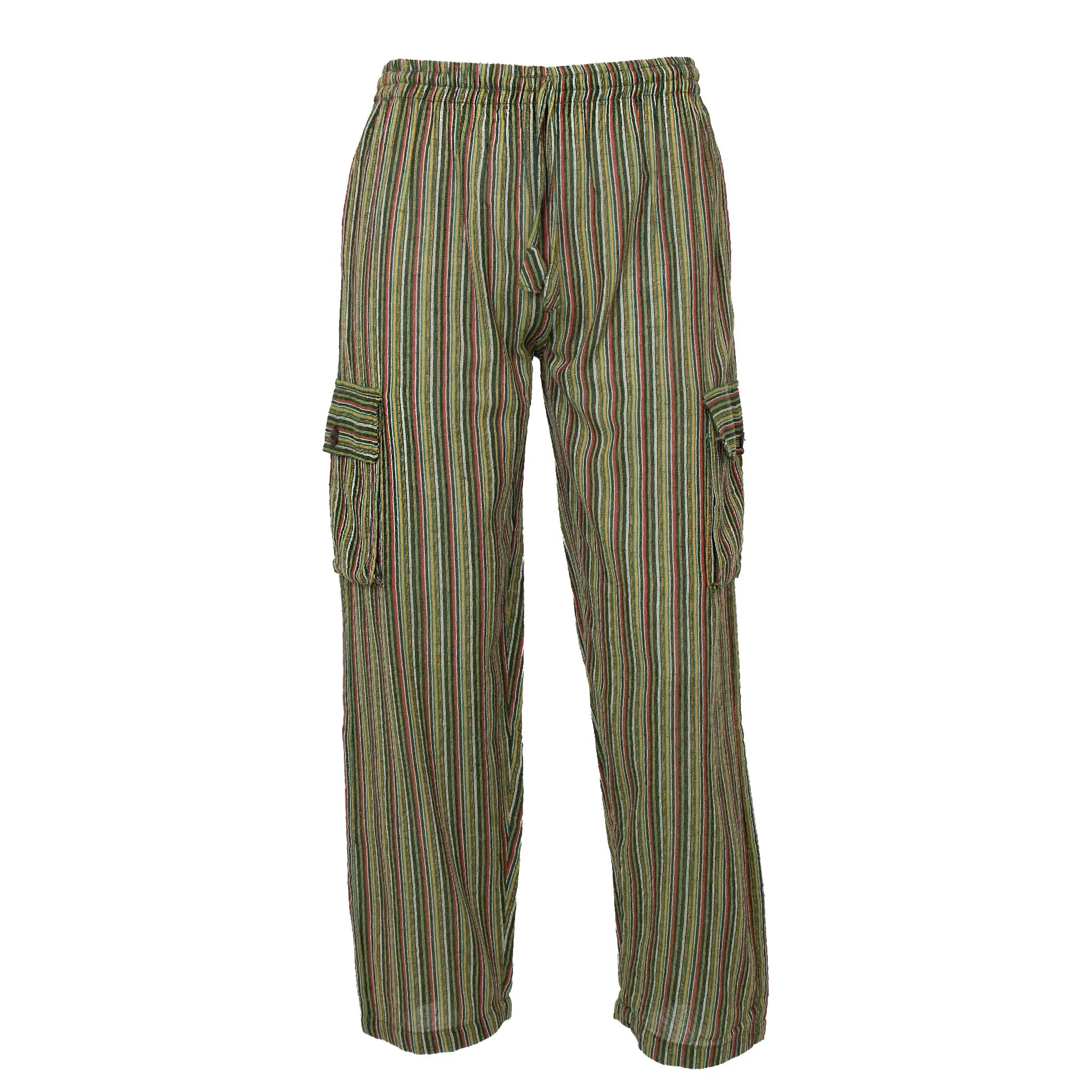 Striped Cotton Cargo Pants