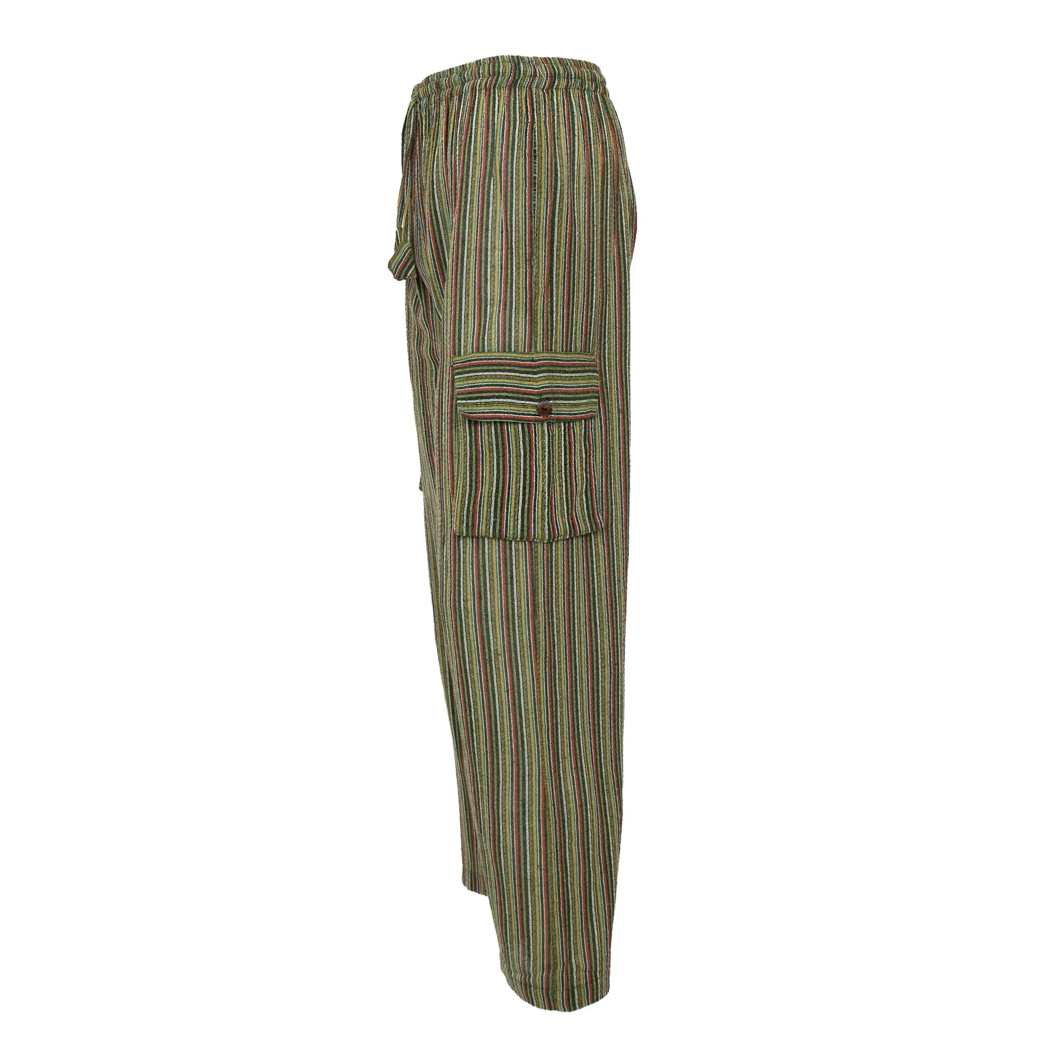 Striped Cotton Cargo Pants