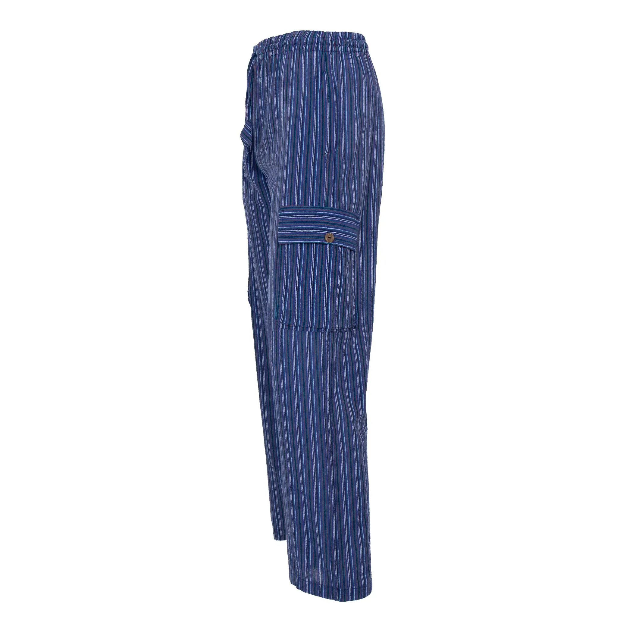 Striped Cotton Cargo Pants