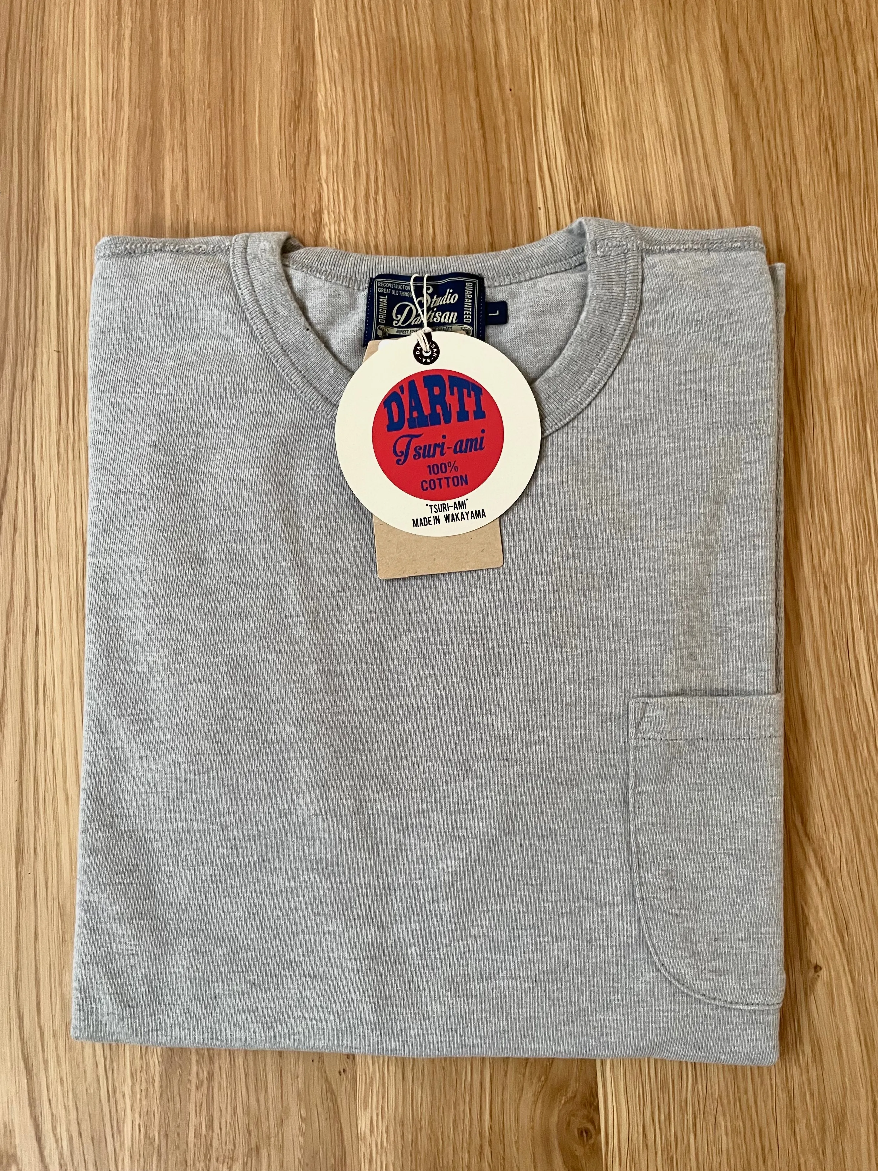 Suvin-Gold Tsuriami Loopwheel Pocket Tee in Heather Grey